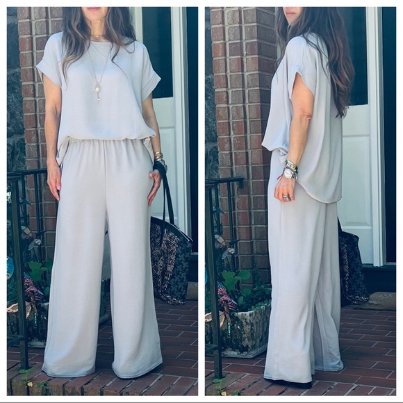 MADE IN FRANCE! FABULOUS WIDE LEG PANT AND TUNIC TOP 2 PIECE SET - Picture 5 of 9